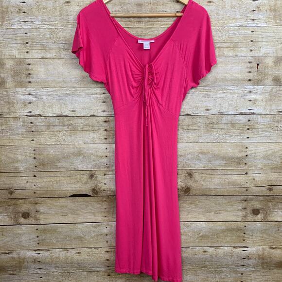 Motherhood Flutter Sleeve Maternity Dress Pink Size Medium - Picture 1 of 4